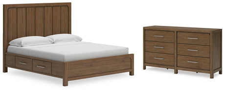 Cabalynn California King Panel Bed with Dresser in Light Brown from Ashley - Luna Furniture