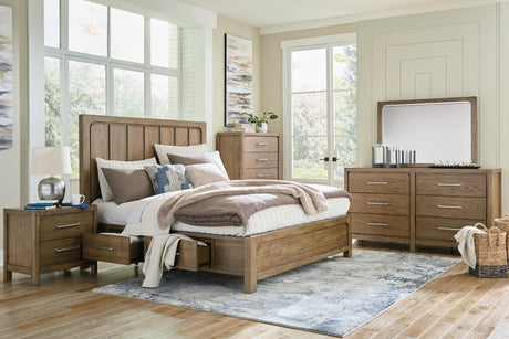 Cabalynn California King Panel Bed with Dresser in Light Brown from Ashley - Luna Furniture