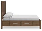Cabalynn California King Panel Bed with Storage with Mirrored Dresser, Chest and 2 Nightstands in Light Brown from Ashley - Luna Furniture
