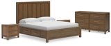 Cabalynn California King Panel Storage Bed with Dresser and 2 Nightstands in Light Brown from Ashley - Luna Furniture