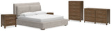 Cabalynn California King Upholstered Bed with Dresser, Chest and 2 Nightstands in Light Brown from Ashley - Luna Furniture