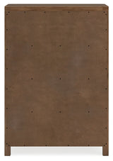 Cabalynn California King Upholstered Bed with Mirrored Dresser and Chest in Light Brown from Ashley - Luna Furniture