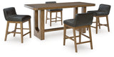 Cabalynn Counter Height Dining Table and 4 Barstools in Light Brown from Ashley - Luna Furniture