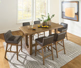 Cabalynn Counter Height Dining Table and 6 Barstools in Light Brown from Ashley - Luna Furniture