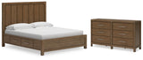 Cabalynn King Panel Bed with Dresser in Light Brown from Ashley - Luna Furniture