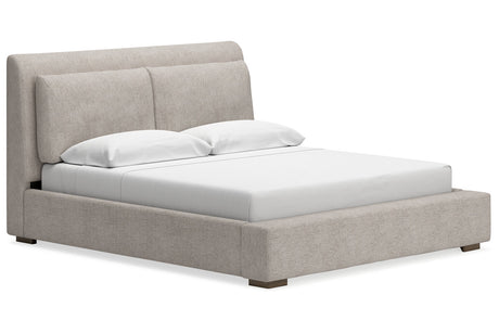 Cabalynn Light Brown King Upholstered Platform Bed from Ashley - Luna Furniture