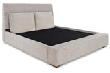 Cabalynn Light Brown King Upholstered Platform Bed from Ashley - Luna Furniture