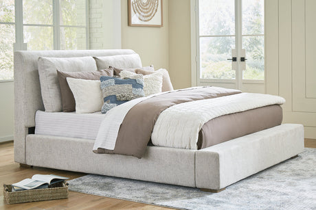 Cabalynn Light Brown Queen Upholstered Platform Bed from Ashley - Luna Furniture