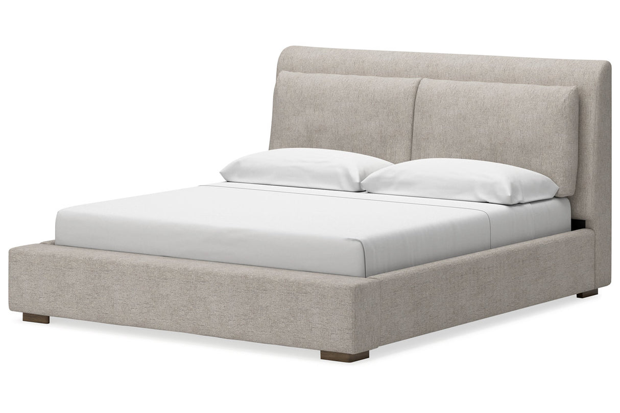 Cabalynn Light Brown Queen Upholstered Platform Bed from Ashley - Luna Furniture