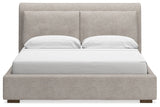 Cabalynn Light Brown Queen Upholstered Platform Bed from Ashley - Luna Furniture