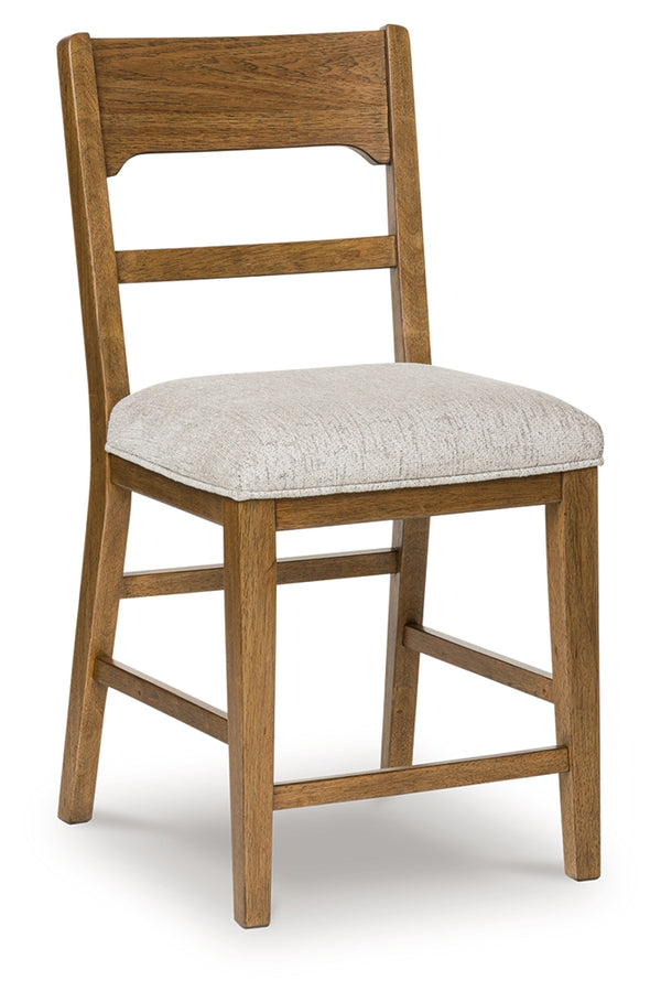 Cabalynn Oatmeal/Light Brown Counter Height Barstool, Set of 2