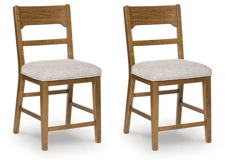 Cabalynn Oatmeal/Light Brown Counter Height Barstool, Set of 2 from Ashley - Luna Furniture