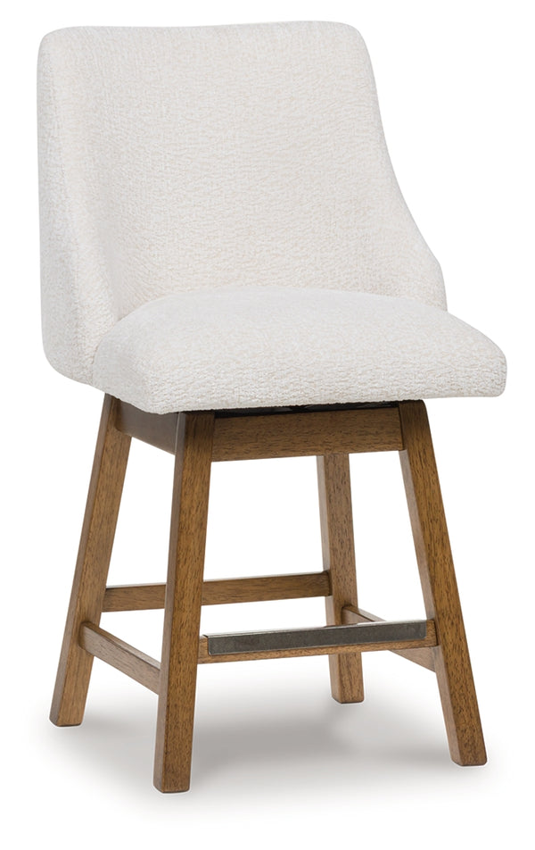Cabalynn Oatmeal/Light Brown Counter Height Barstool, Set of 2