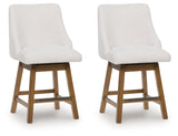 Cabalynn Oatmeal/Light Brown Counter Height Barstool, Set of 2 from Ashley - Luna Furniture