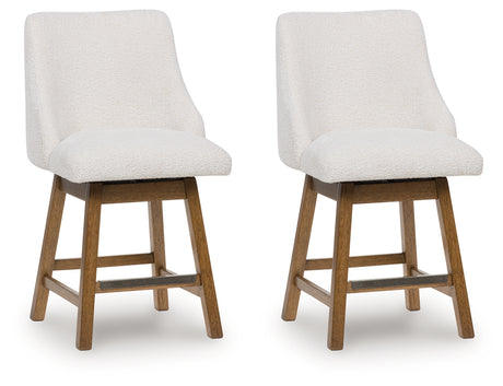 Cabalynn Oatmeal/Light Brown Counter Height Barstool, Set of 2 from Ashley - Luna Furniture