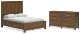 Cabalynn Queen Panel Bed with Dresser in Light Brown from Ashley - Luna Furniture