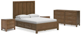Cabalynn Queen Panel Storage Bed with Dresser and 2 Nightstands in Light Brown from Ashley - Luna Furniture