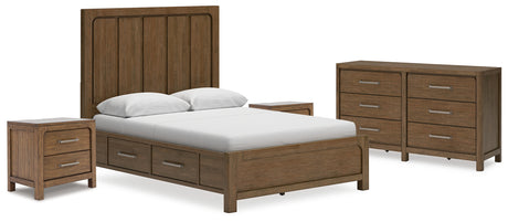 Cabalynn Queen Panel Storage Bed with Dresser and 2 Nightstands in Light Brown from Ashley - Luna Furniture