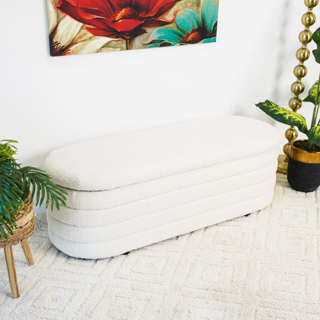 Cabana White Boucle Storage Bench from Midinmod - Luna Furniture