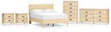 Cabinella Full Platform Panel Bed with Dresser, Chest and 2 Nightstands in Tan from Ashley - Luna Furniture
