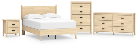 Cabinella Full Platform Panel Bed with Dresser, Chest and Nightstand in Tan from Ashley - Luna Furniture