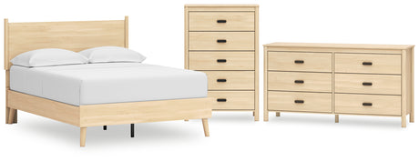 Cabinella Full Platform Panel Bed with Dresser and Chest in Tan from Ashley - Luna Furniture