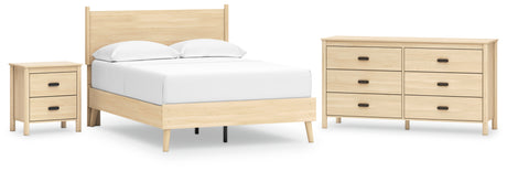 Cabinella Full Platform Panel Bed with Dresser and Nightstand in Tan from Ashley - Luna Furniture