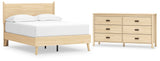 Cabinella Full Platform Panel Bed with Dresser in Tan from Ashley - Luna Furniture
