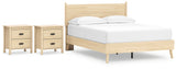 Cabinella Queen Platform Panel Bed with 2 Nightstands in Tan from Ashley - Luna Furniture