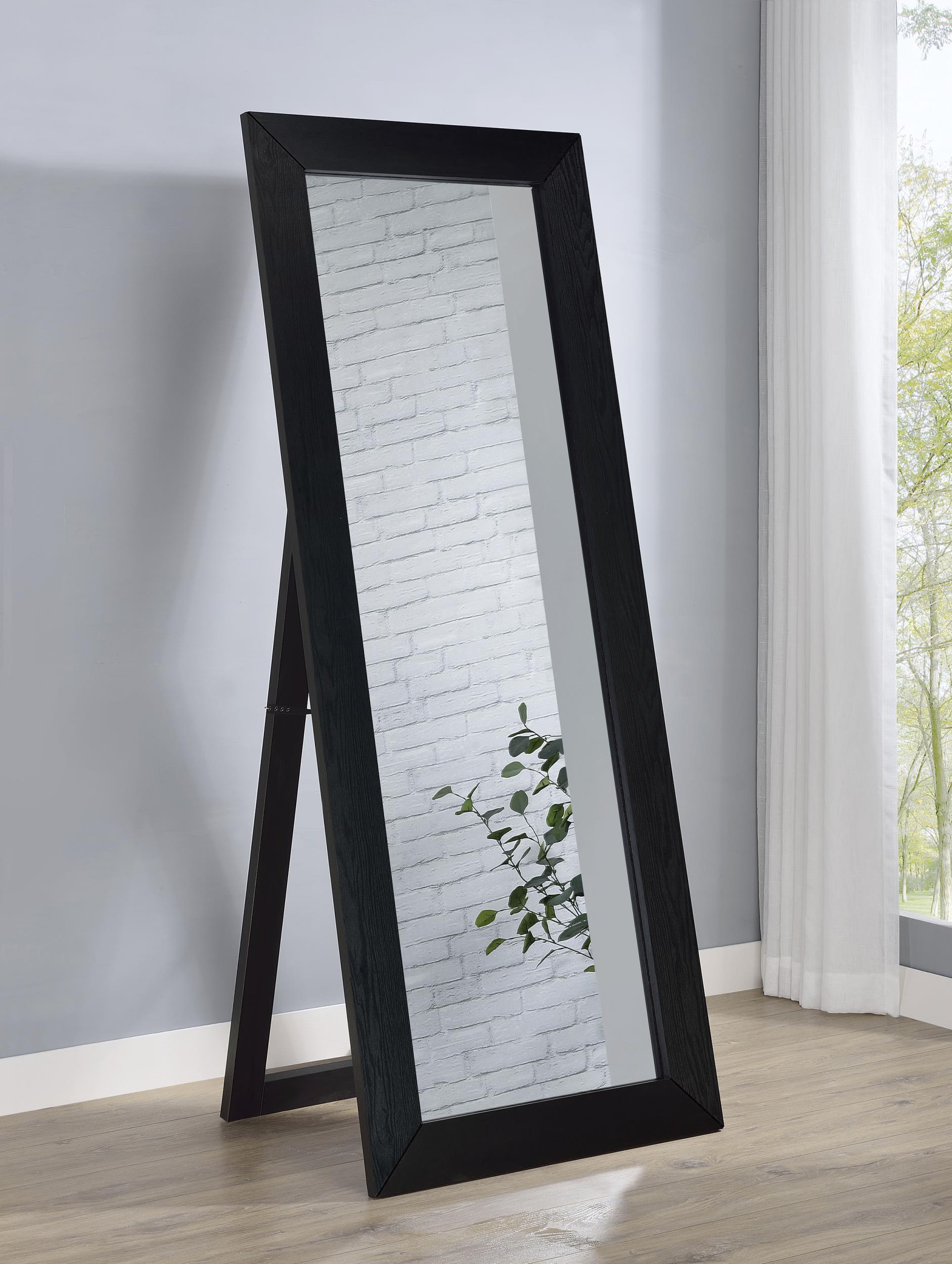 Cadence Black Oak Tempered Glass Full Length Standing Mirror