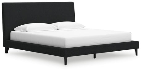 Cadmori Black King Upholstered Platform Bed from Ashley - Luna Furniture