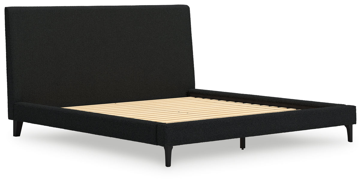 Cadmori Black King Upholstered Platform Bed from Ashley - Luna Furniture