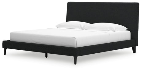 Cadmori Black King Upholstered Platform Bed from Ashley - Luna Furniture