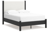 Cadmori Black/White Full Upholstered Platform Bed from Ashley - Luna Furniture