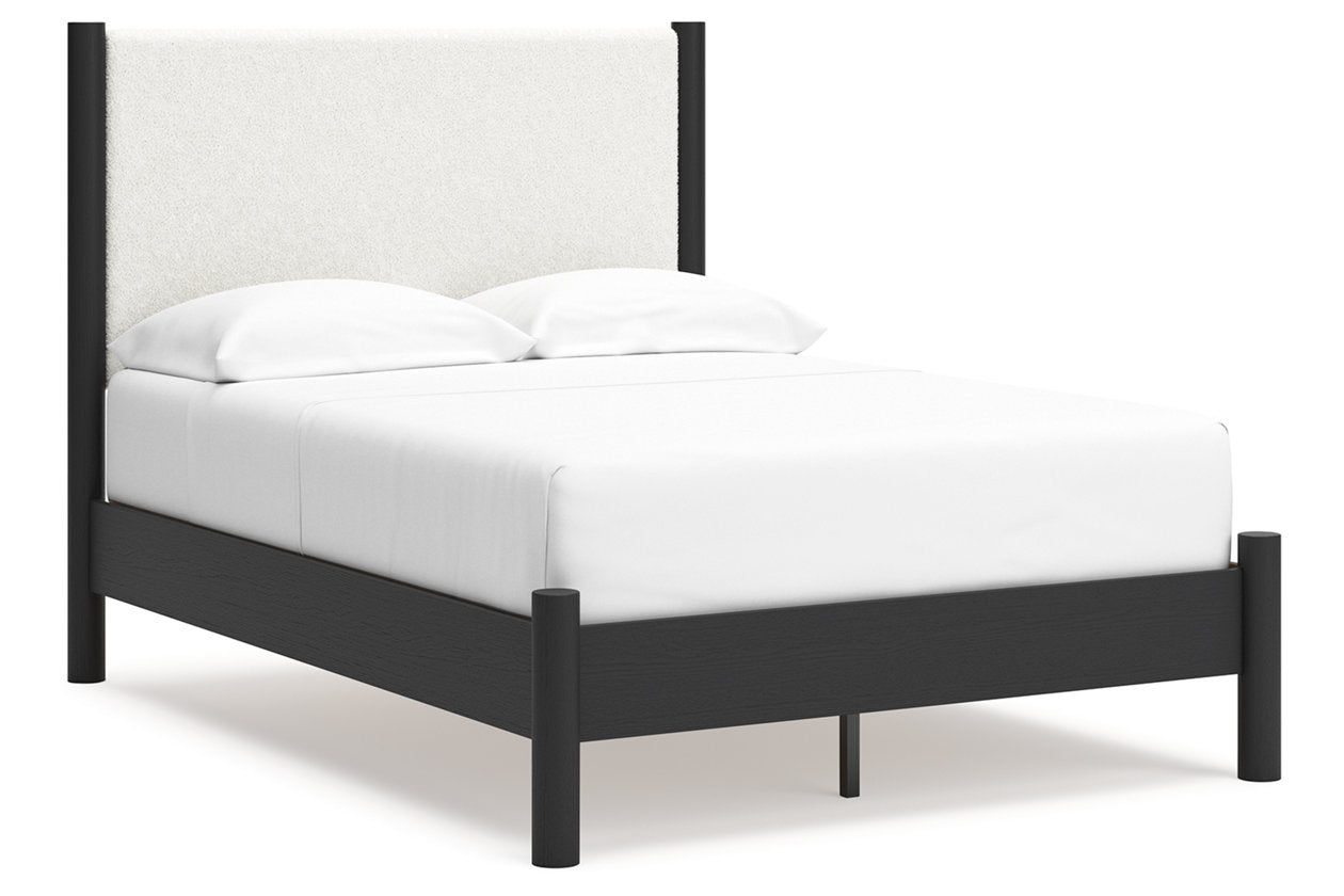 Cadmori Black/White Full Upholstered Platform Bed from Ashley - Luna Furniture