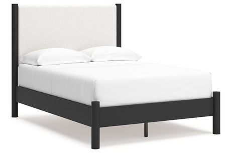 Cadmori Black/White Full Upholstered Platform Bed from Ashley - Luna Furniture