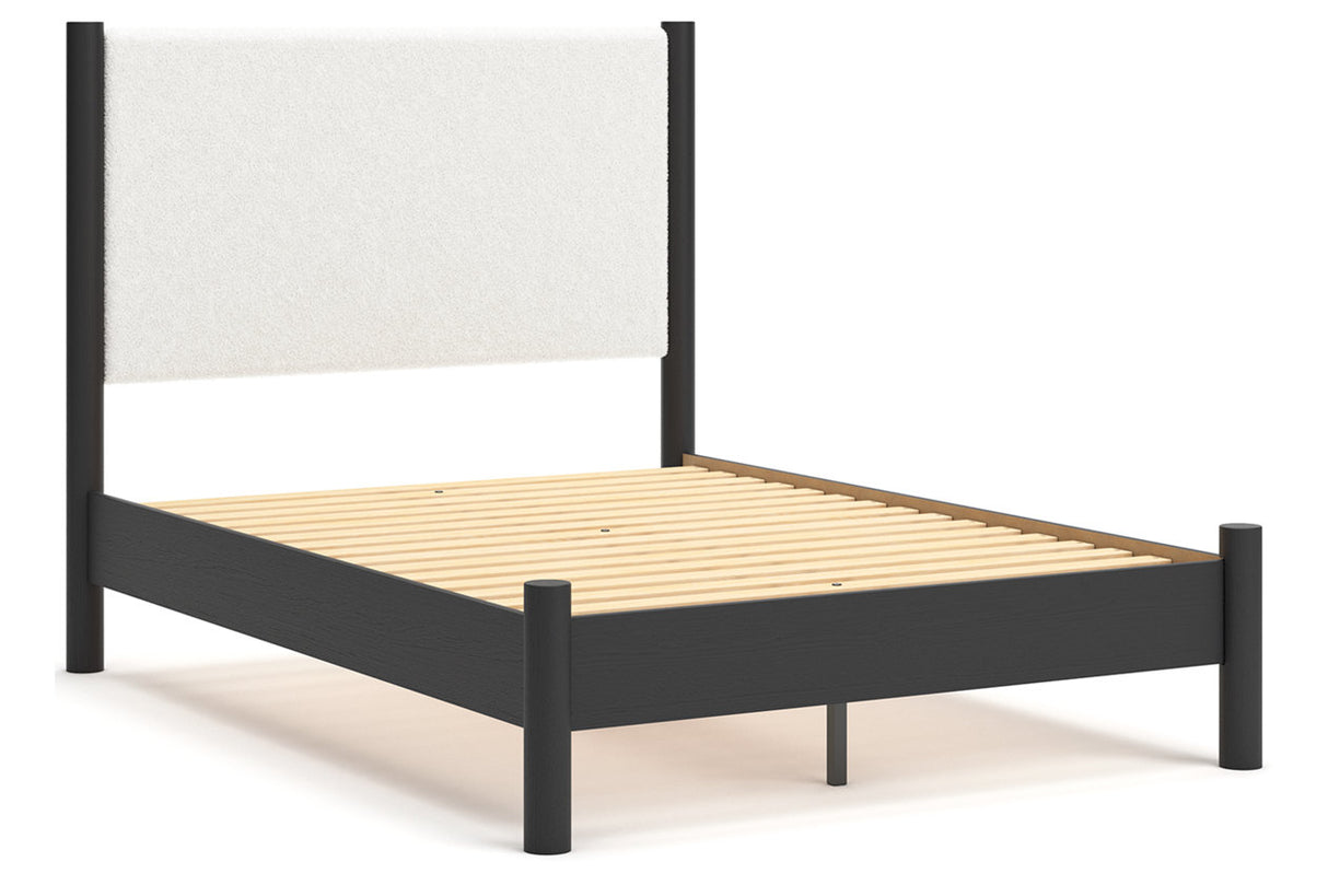 Cadmori Black/White Full Upholstered Platform Bed from Ashley - Luna Furniture