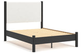Cadmori Black/White Full Upholstered Platform Bed from Ashley - Luna Furniture