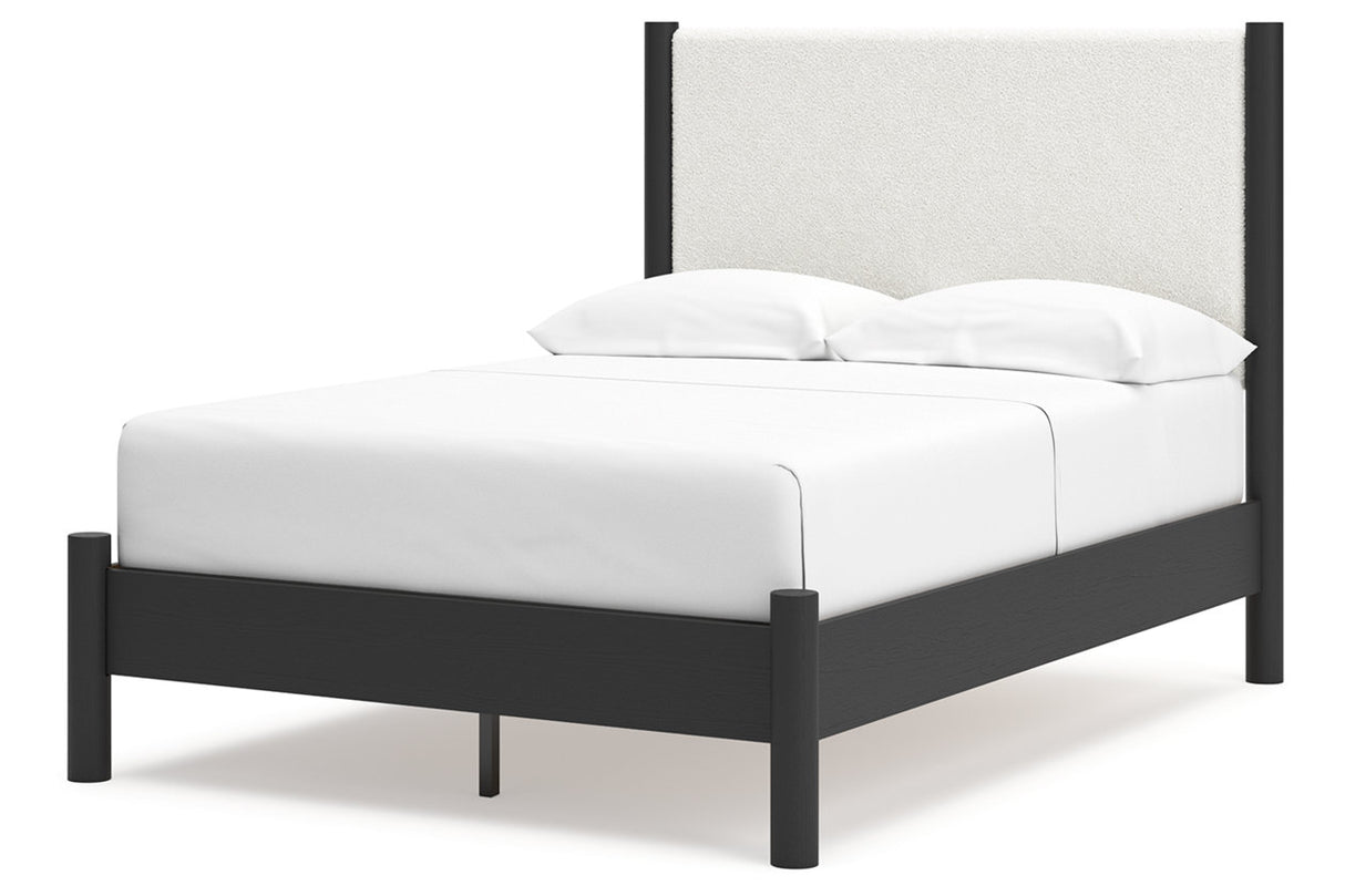 Cadmori Black/White Full Upholstered Platform Bed from Ashley - Luna Furniture