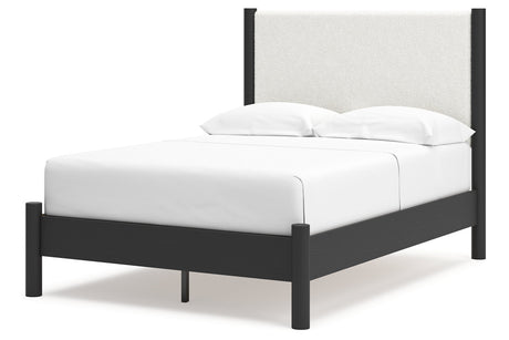 Cadmori Black/White Full Upholstered Platform Bed from Ashley - Luna Furniture