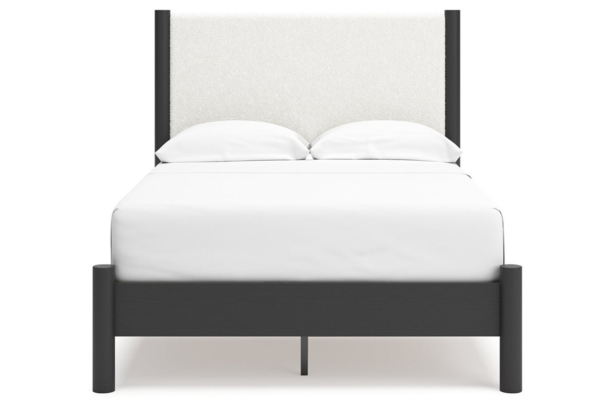 Cadmori Black/White Full Upholstered Platform Bed from Ashley - Luna Furniture