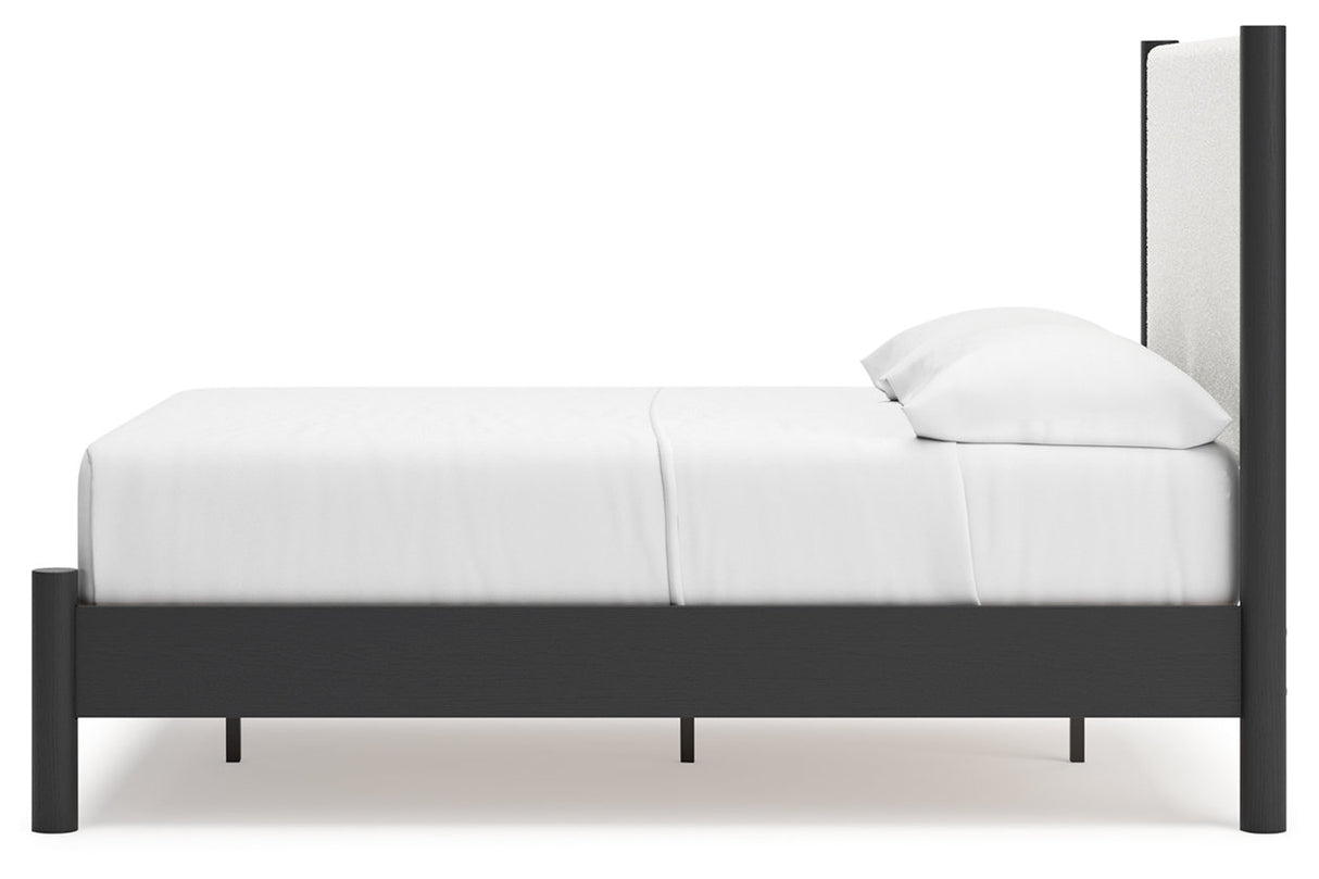 Cadmori Black/White Full Upholstered Platform Bed from Ashley - Luna Furniture