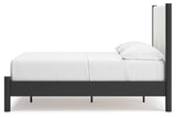 Cadmori Black/White Full Upholstered Platform Bed from Ashley - Luna Furniture