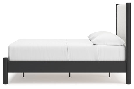 Cadmori Black/White Full Upholstered Platform Bed from Ashley - Luna Furniture