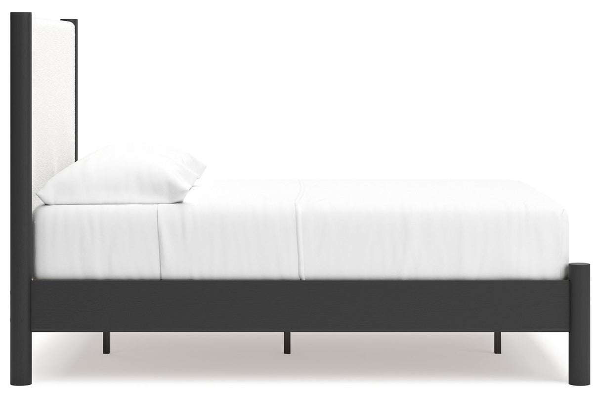 Cadmori Black/White Full Upholstered Platform Bed from Ashley - Luna Furniture