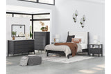 Cadmori Black/White Full Upholstered Platform Bed from Ashley - Luna Furniture