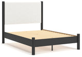 Cadmori Full Upholstered Panel Bed with Dresser in Black/White from Ashley - Luna Furniture