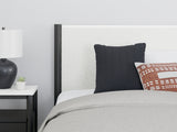 Cadmori Queen Upholstered Panel Bed with Dresser in Black/White from Ashley - Luna Furniture