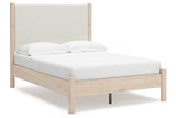 Cadmori Tan/Beige Full Upholstered Platform Bed from Ashley - Luna Furniture