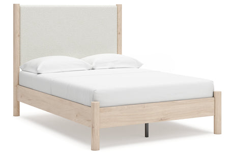 Cadmori Tan/Beige Full Upholstered Platform Bed from Ashley - Luna Furniture